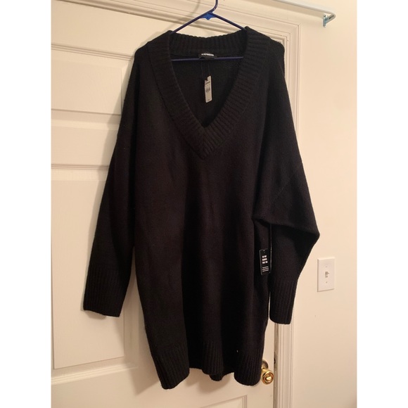 Express V-neck Sweater Shift Dress - Picture 2 of 3